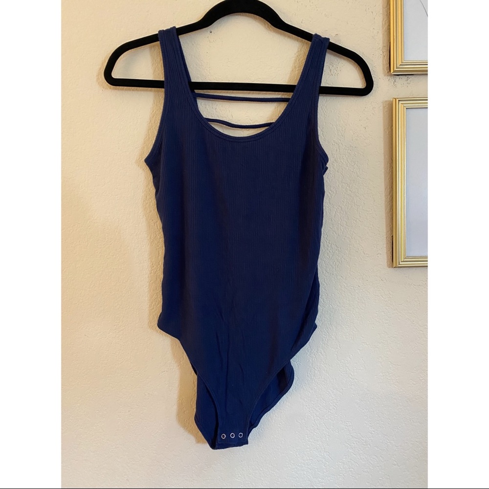 PINK, blue bodysuit